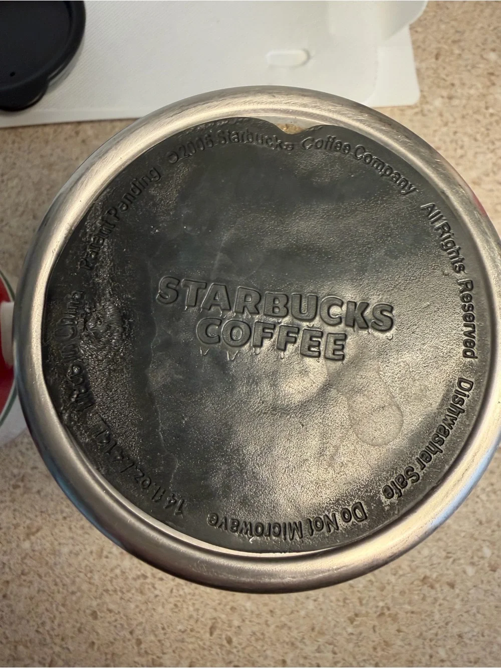 Two Starbucks Travel 14 Oz Mugs One Lid 2005/2006 Stainless Steel Bottoms